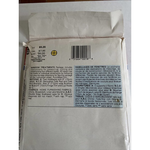 UNCUT Butterick 6764 Pattern BETTER HOMES & GARDENS ~ UNIQUE WINDOW TREATMENTS - Picture 4 of 5